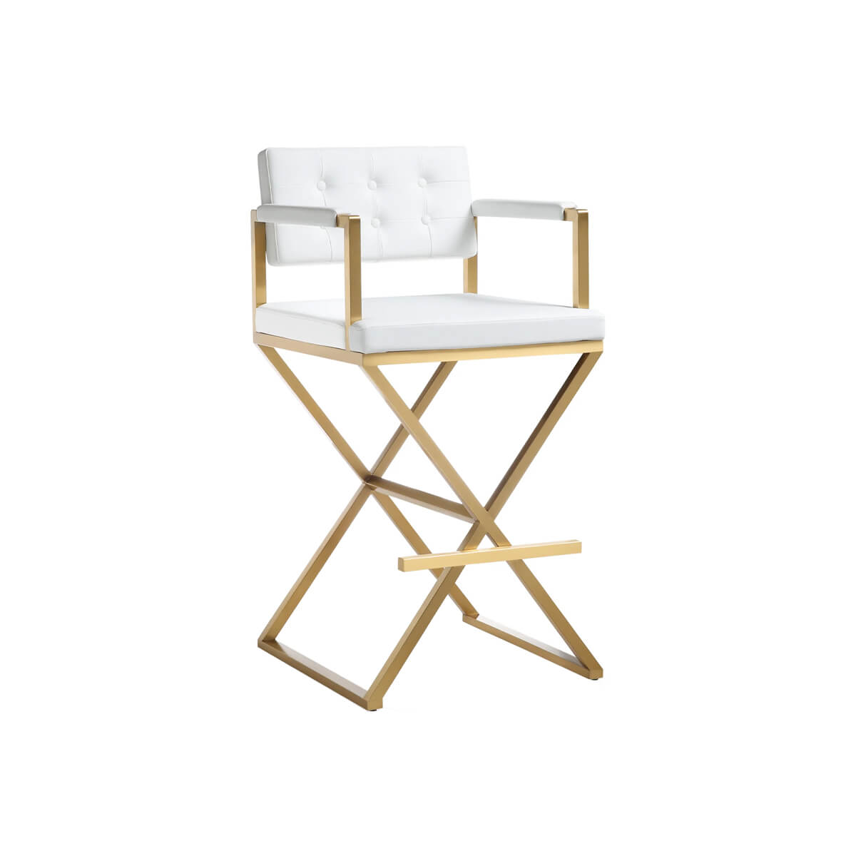 Director Bar Stool white upholstery front view