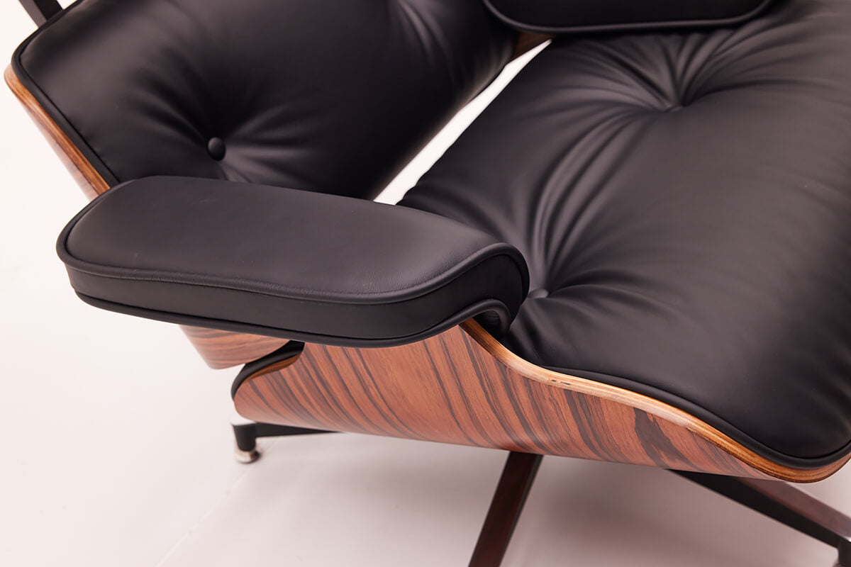 Armrest detail of Eames lounge chair replica