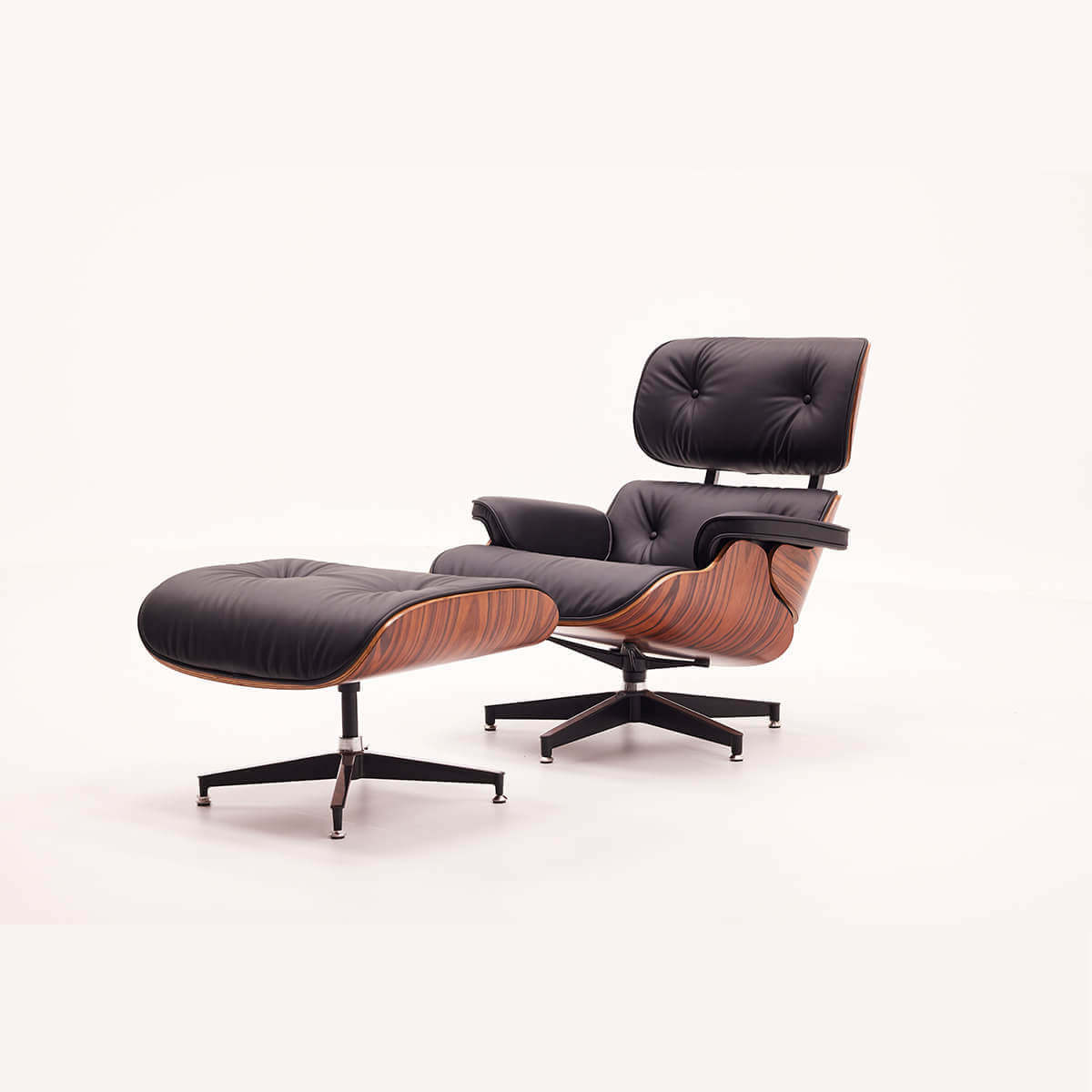 Eames lounge chair replica in full grain leather with matching ottoman