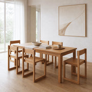 Edge Solid Cherry Classic Dining Table in a bright modern dining room with matching solid timber dining chairs