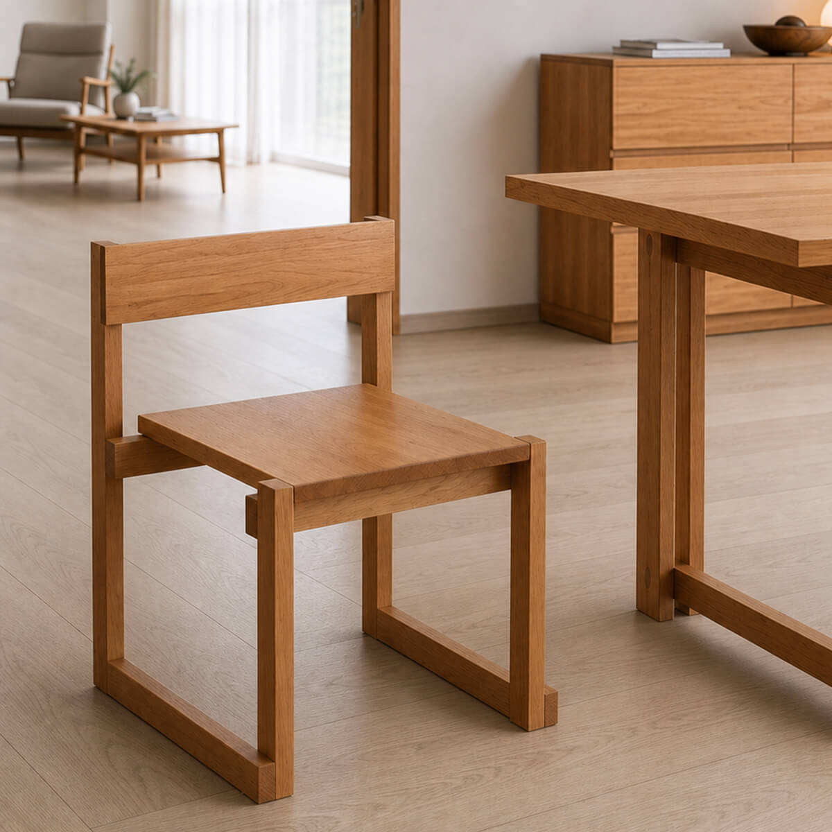 Edge Solid Cherry Dining Chair paired with the Edge Solid Cherry Dining Table