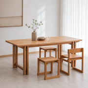 Edge Solid Cherry Dining Table with Edge Chair and Edge Stool