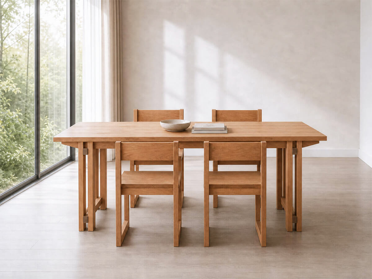Edge Solid Cherry Dining Table with Edge Dining Chairs