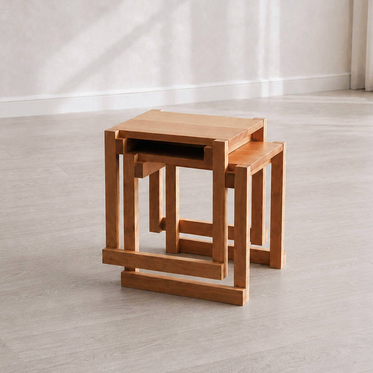 Stackable Edge Solid Cherry Stools