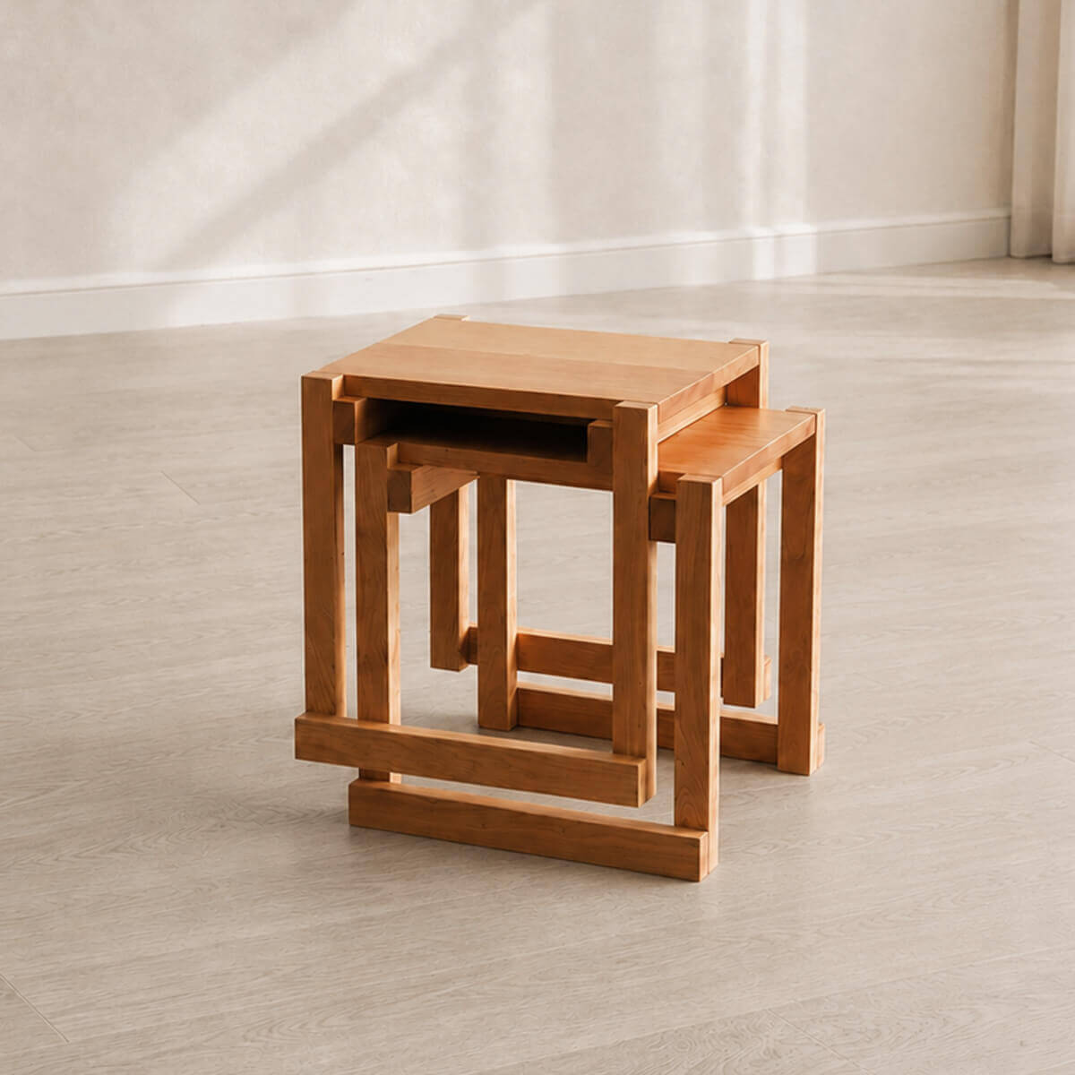 Stackable Edge Solid Cherry Stools