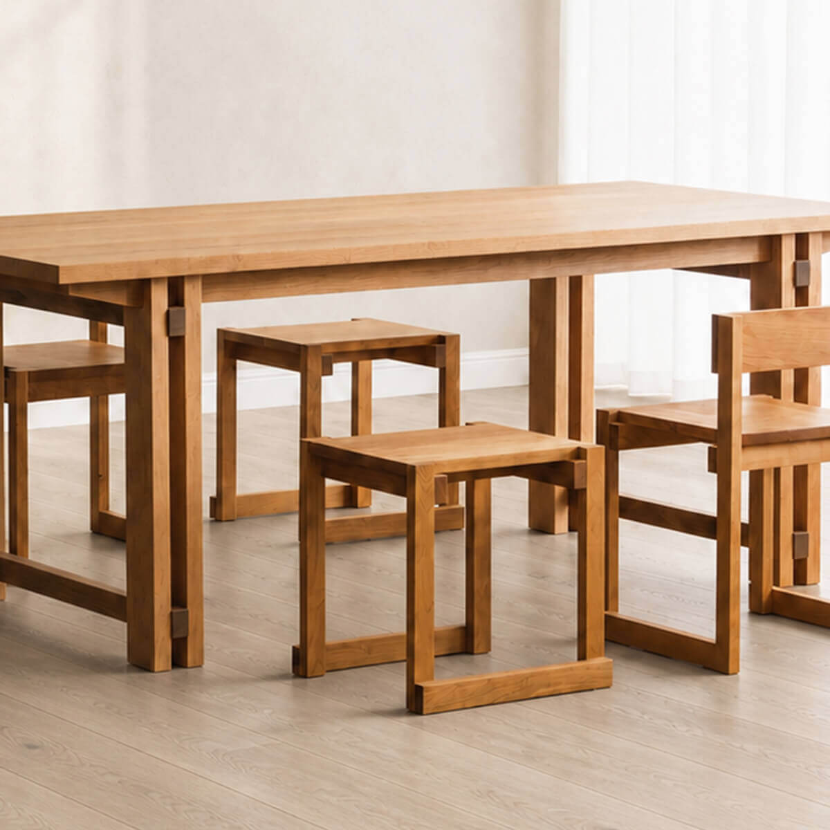 Edge Solid Cherry Stool with the Edge Solid Cherry Dining Table