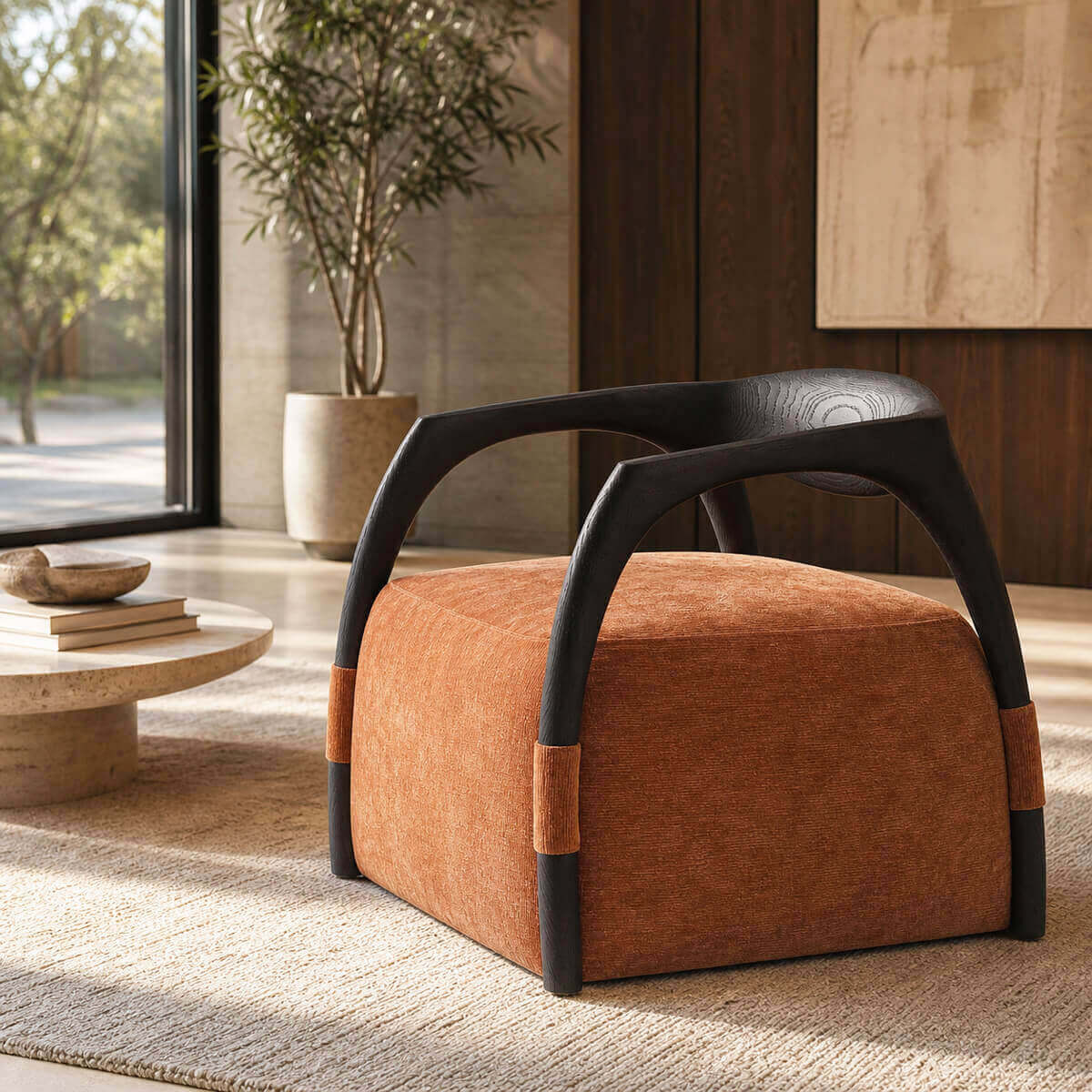 Eland Armchair with sculptural ash wood frame