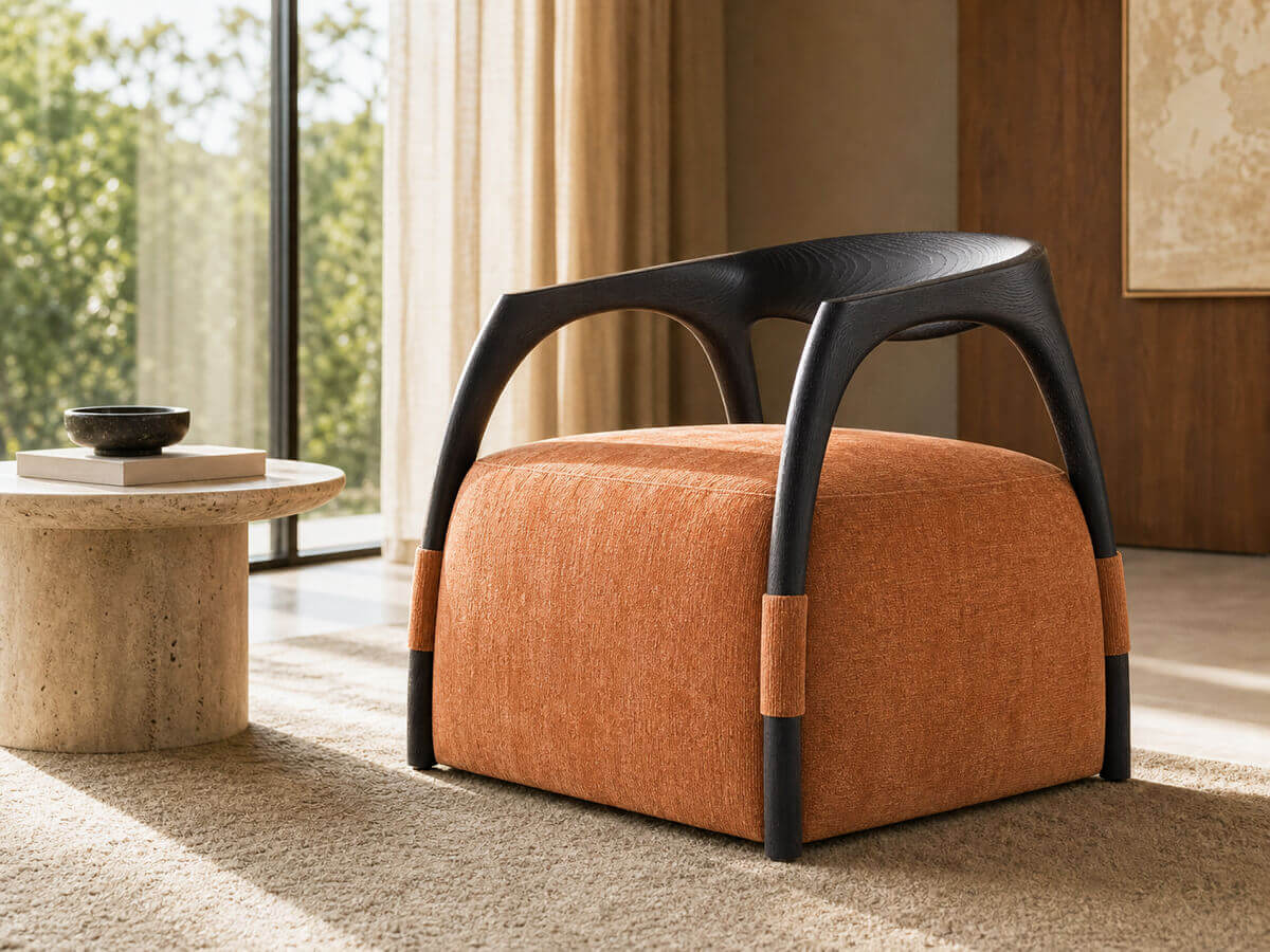Eland Armchair styled in a bright reading corner with natural light