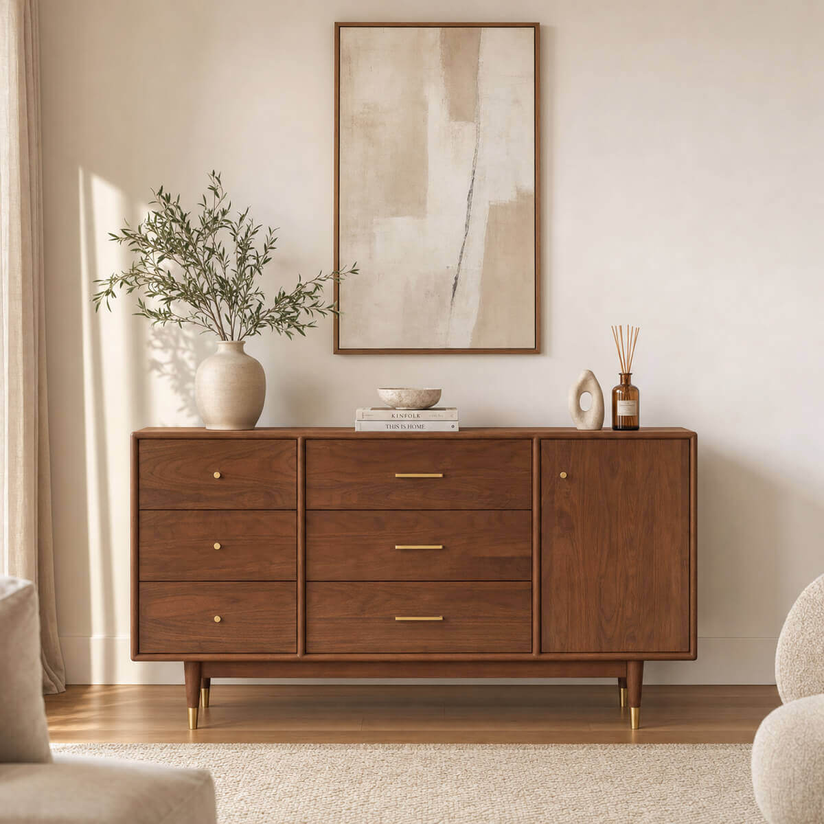 elara sideboard in a modern living room