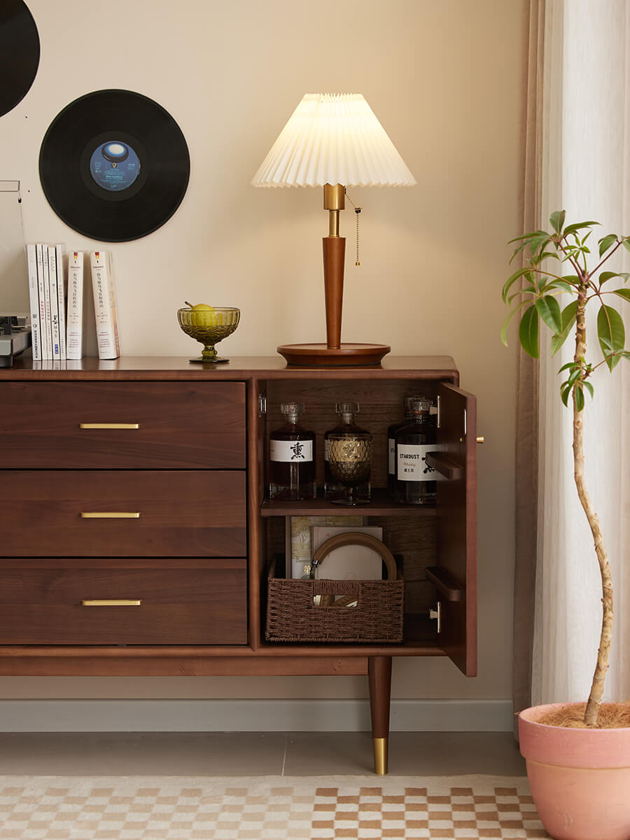 Elara Solid Walnut Sideboard cabinet storage compartment