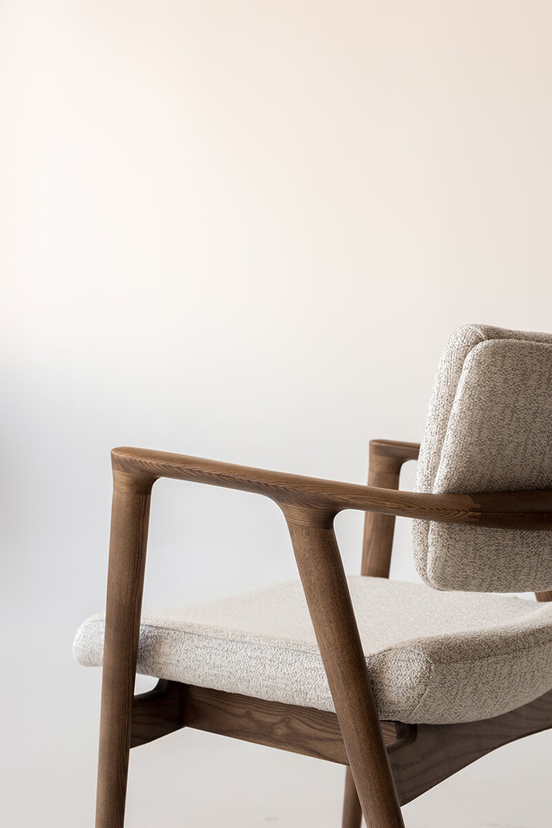 Close-up of Emerson dining chair solid timber frame construction