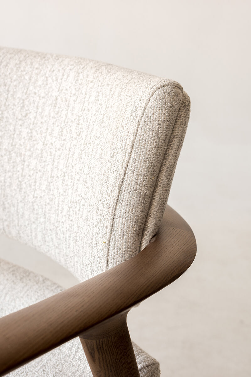Close-up of Emerson dining chair textured upholstery fabric