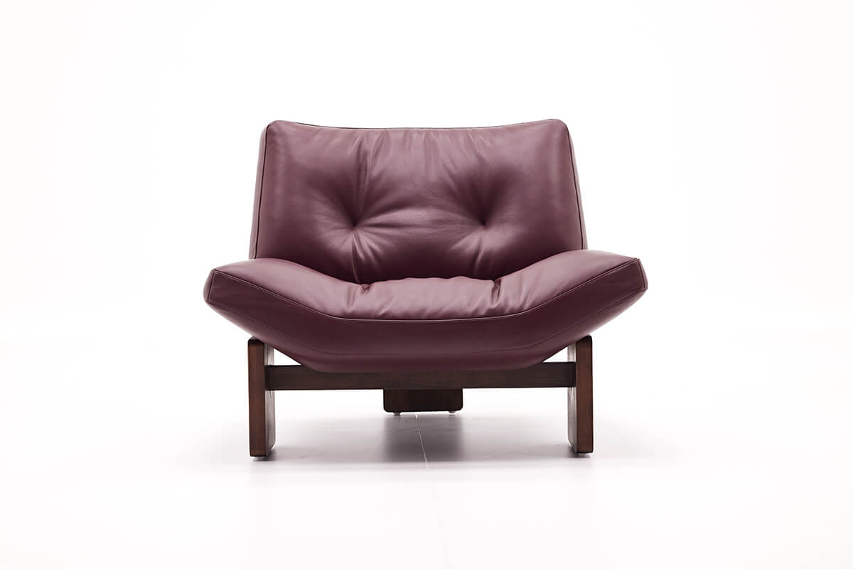 Emmi low-profile leather lounge chair front view