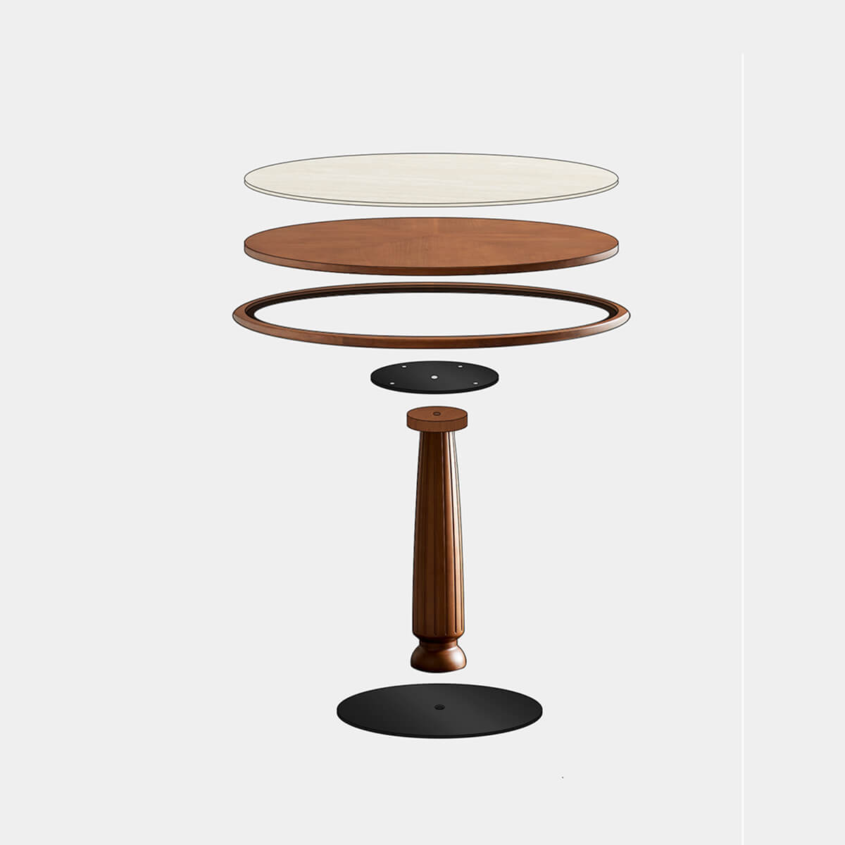 Evanston round dining table construction detail