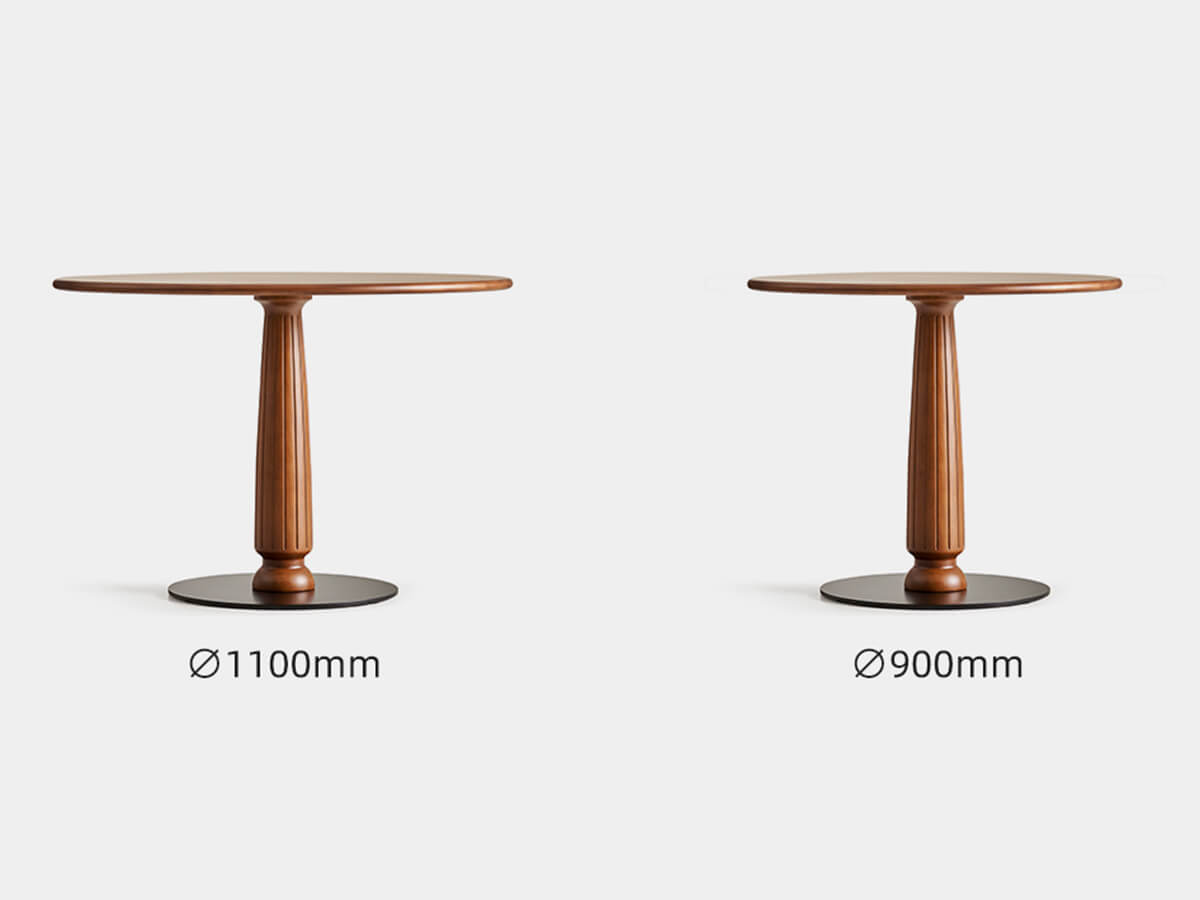 Evanston round dining table size guide 90cm and 120cm
