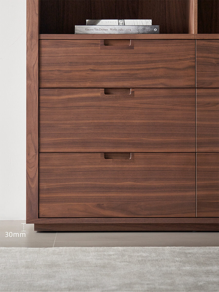Feda Walnut Drawer Cabinet drawer fronts and recessed handles