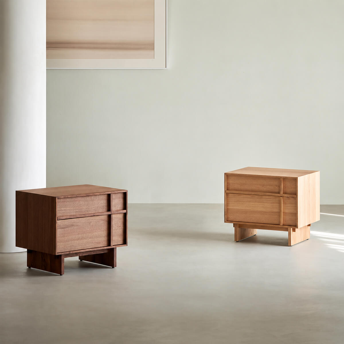 field bedside table in walnut and oak
