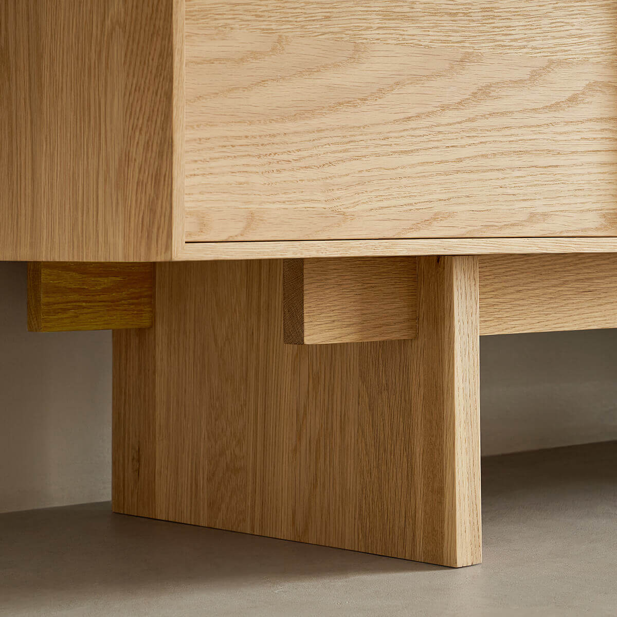 Close-up of the Field Chest of 9 Drawers base and leg construction
