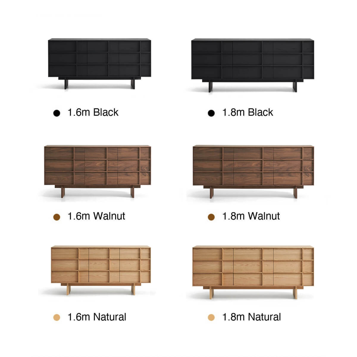 Field Chest of 9 Drawers available in 160cm and 180cm sizes with walnut, natural oak and black finishes