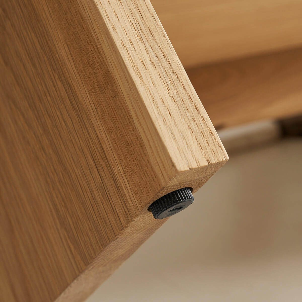 Close-up showing solid timber edging detail on the Field Chest of 9 Drawers