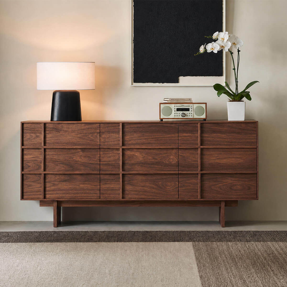 Field Chest of 9 Drawers in walnut finish