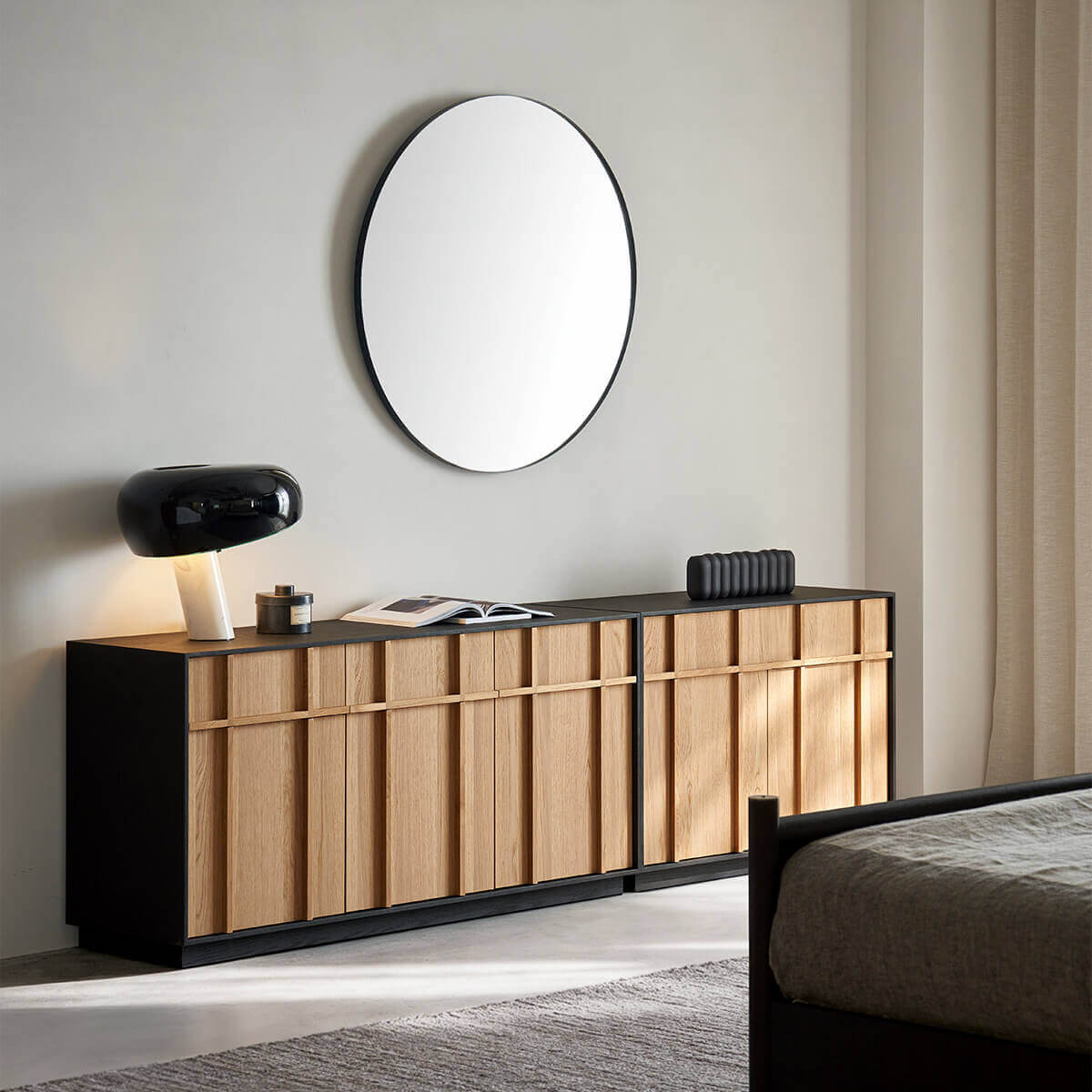 Field Modular Storage Cabinet in black finish for modern bed room storage