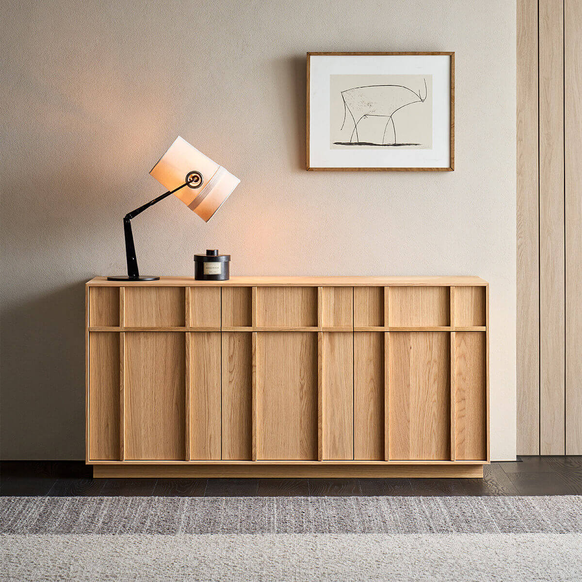 Field Modular Storage Cabinet in a modern living room with timber modular storage