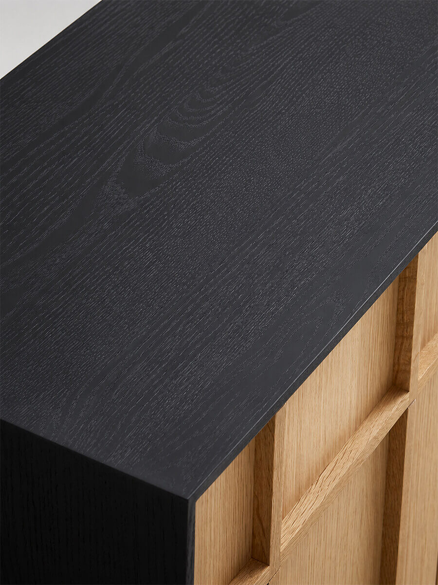 Oak timber top detail of the Field Modular Storage Cabinet