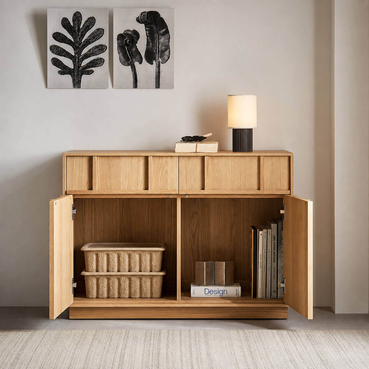 Interior storage compartments of the Field Modular Storage Cabinet