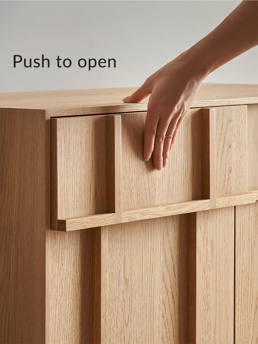 Push-to-open door detail on the Field Modular Storage Cabinet