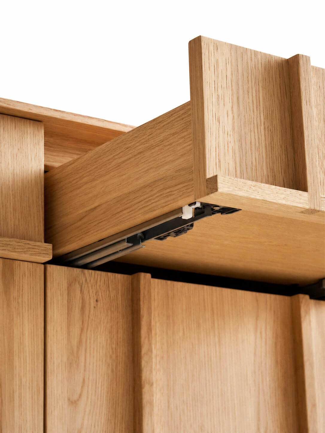 Soft-close runner detail of the Field Modular Storage Cabinet