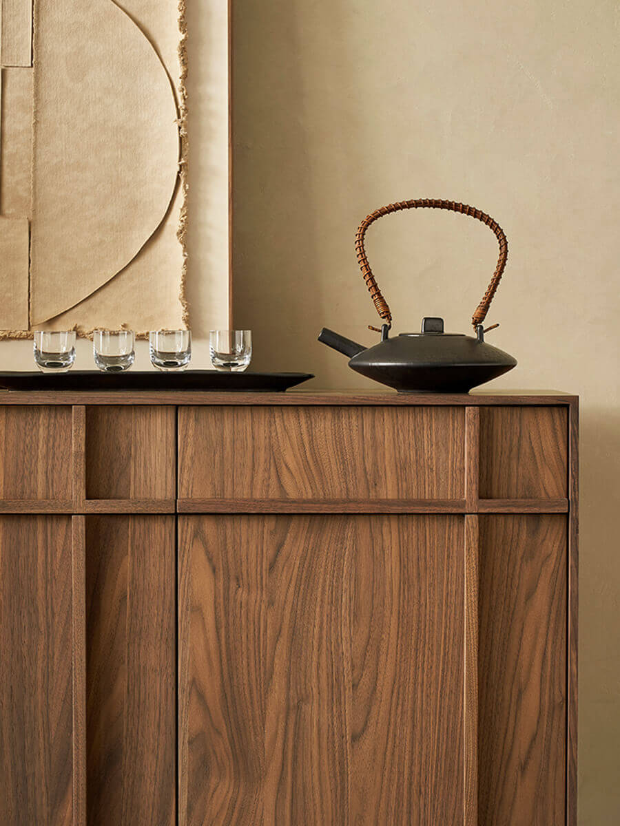 Signature geometric door design detail on the Field Sideboard