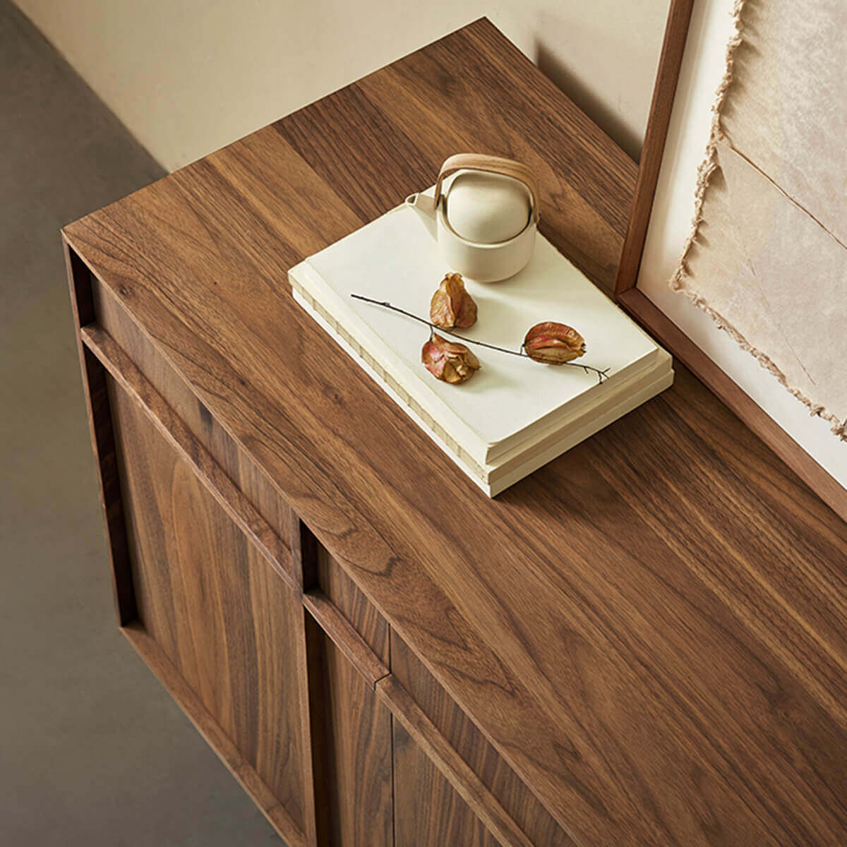 Close up of the timber grain and surface detail of the Field Sideboard