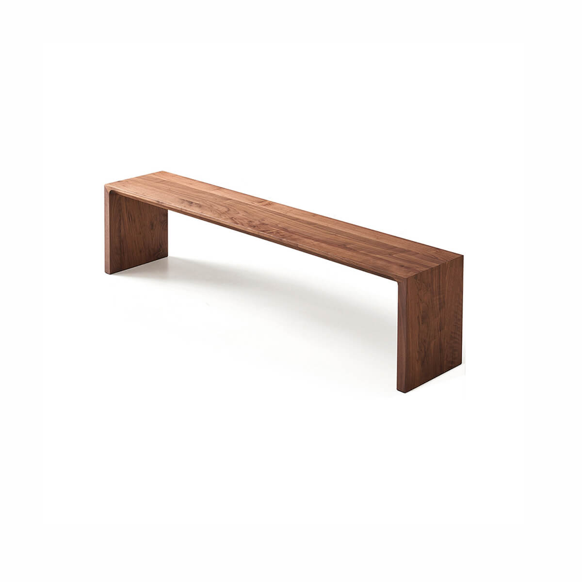 Flemington solid walnut bench on white background