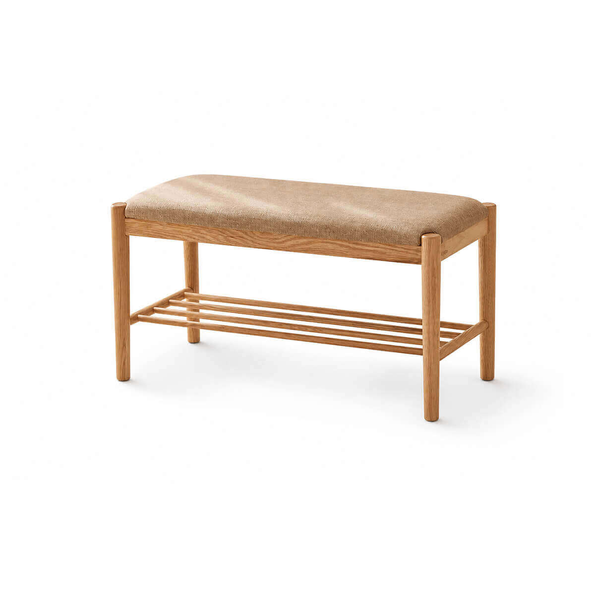 Fuji Solid Oak Hallway Bench in natural solid oak finish