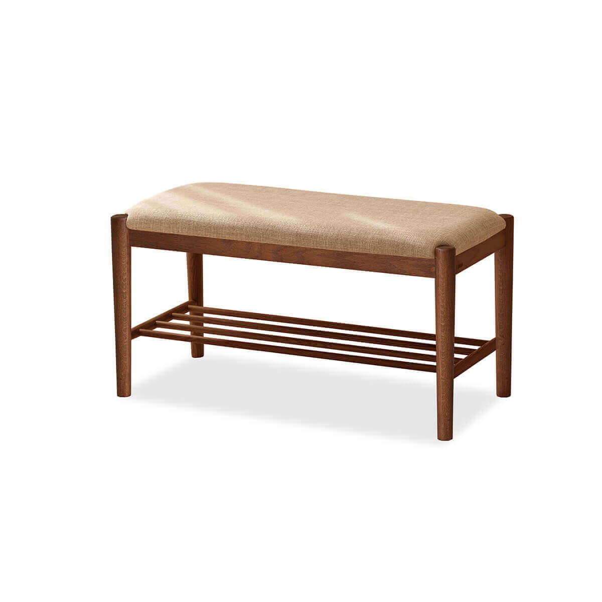 Fuji Solid Oak Hallway Bench in walnut stained solid oak finish