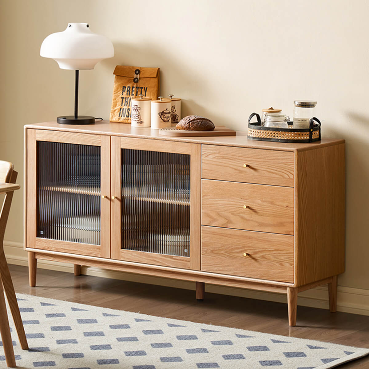 Fuji Solid Oak Sideboard Natural Oak Front Angle View