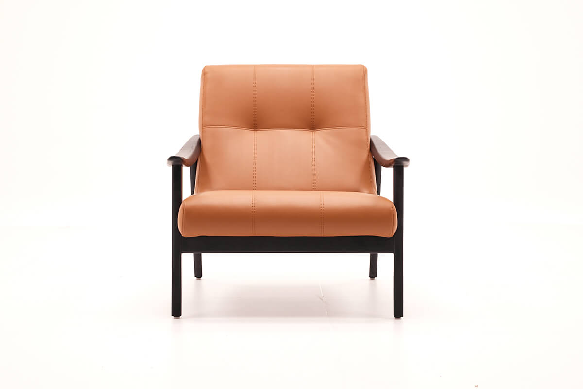 Fynn full grain leather armchair front view