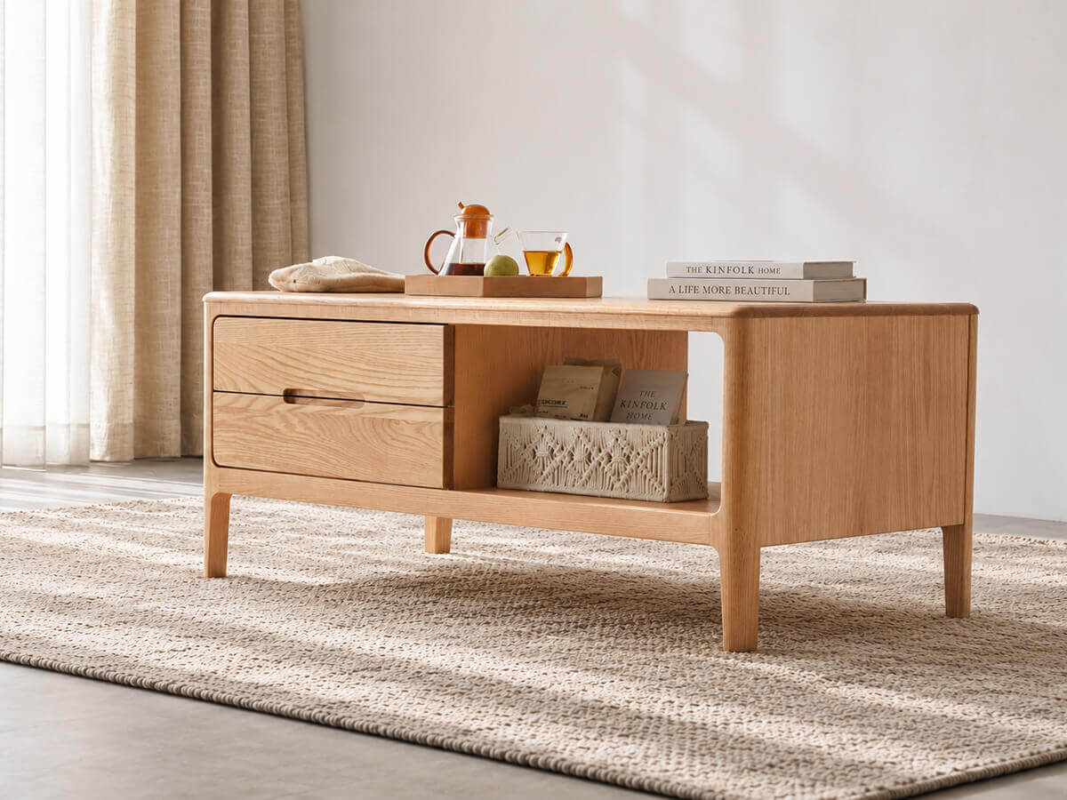 Gamo Solid Oak Coffee Table styled with everyday living room decor