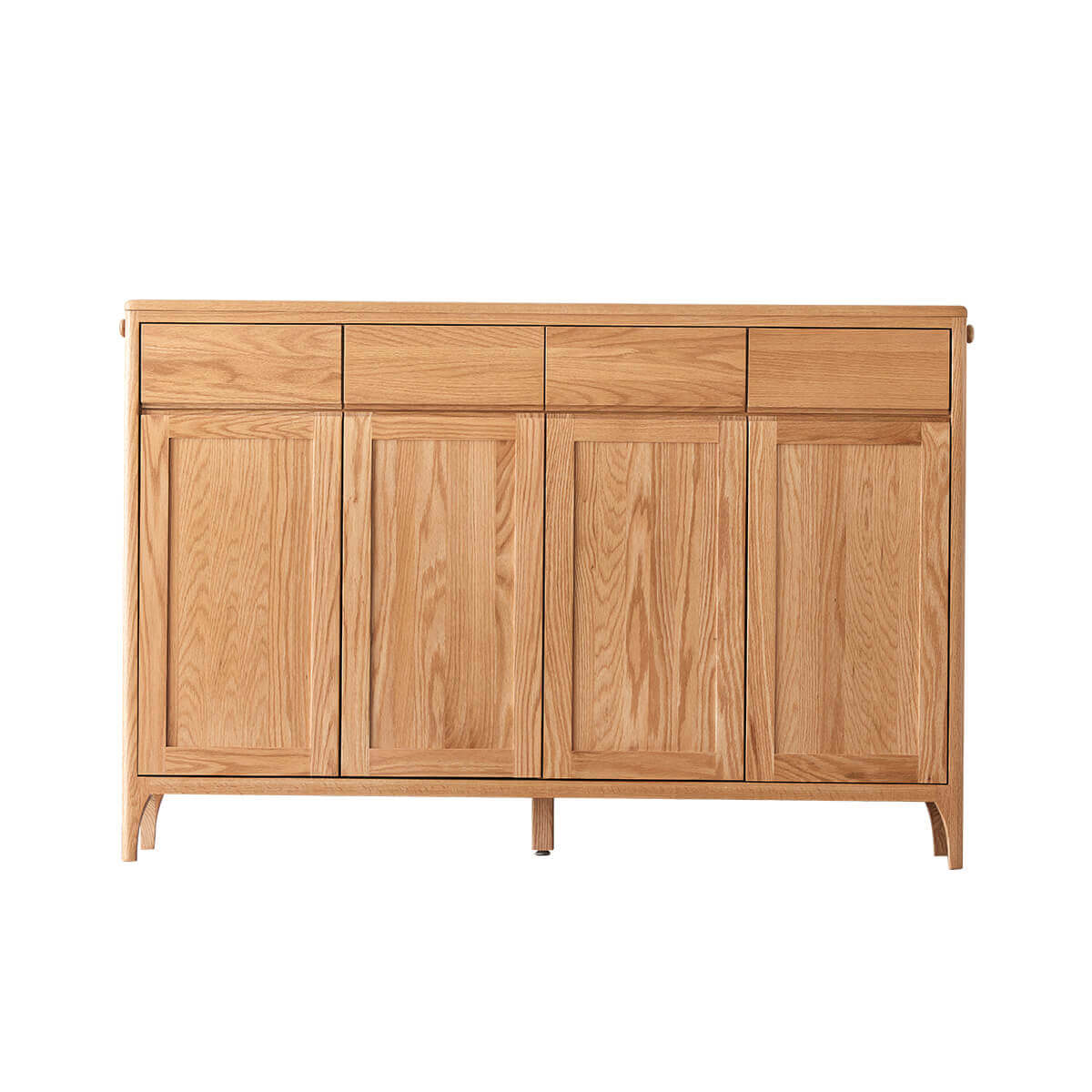 Gamo 4 door solid oak shoe cabinet on a white background
