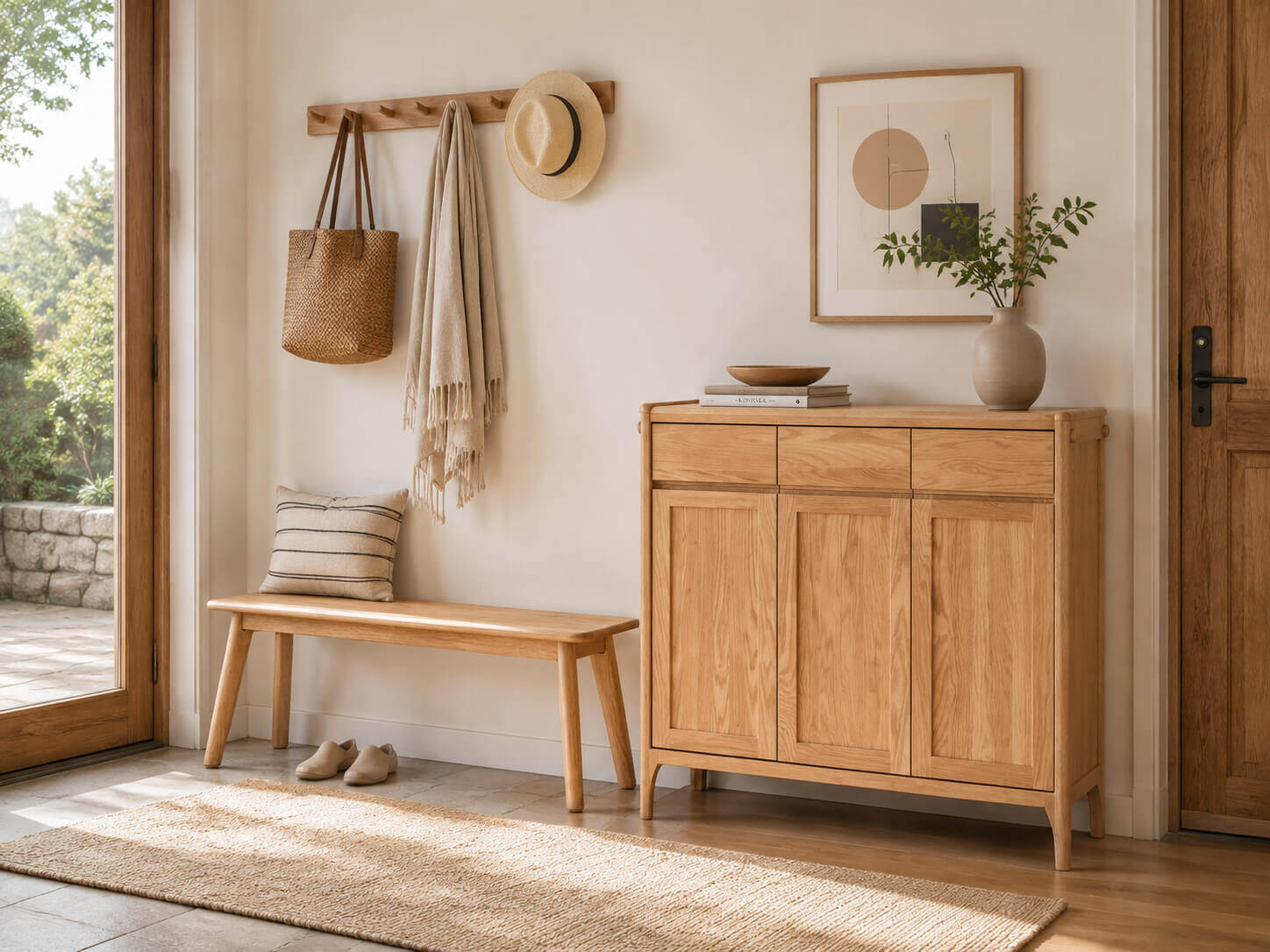 Gamo Solid Oak Shoe Cabinet
