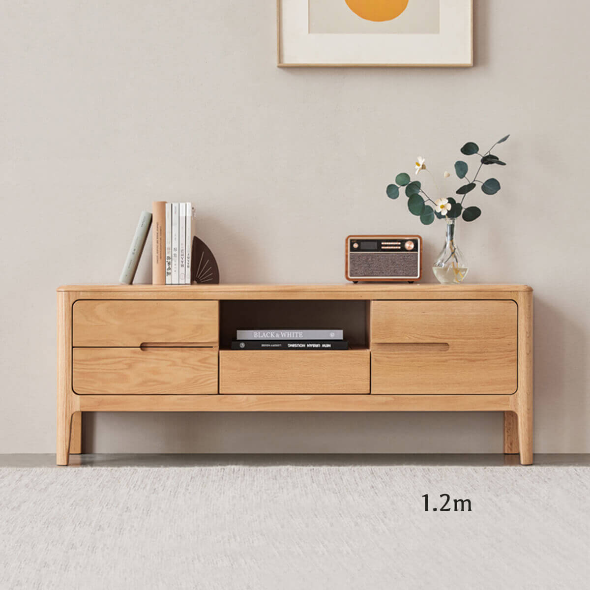 Gamo Solid Oak TV Unit 120cm size reference