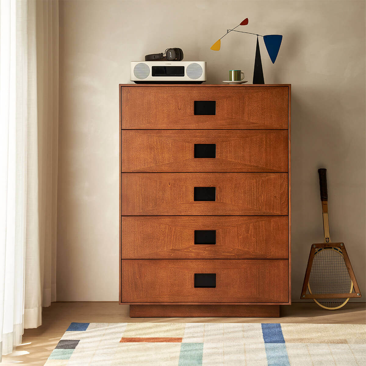 Gentle 5 Drawer Chest of Drawers in a bedroom setting