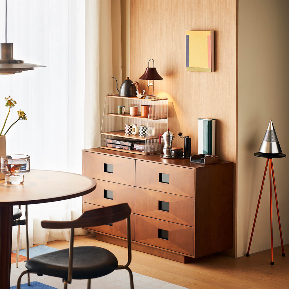 Gentle 6 Drawer Chest of Drawers in a dining room