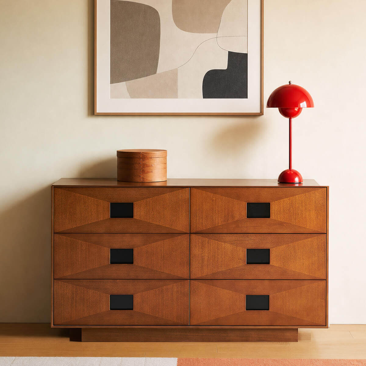 Gentle 6 Drawer Chest of Drawers in a modern living room