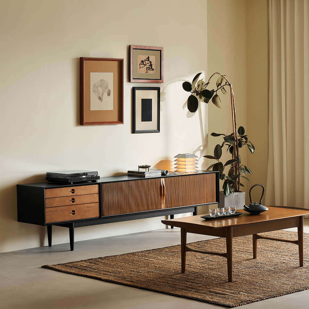 Gentle Solid Wood TV Unit-B