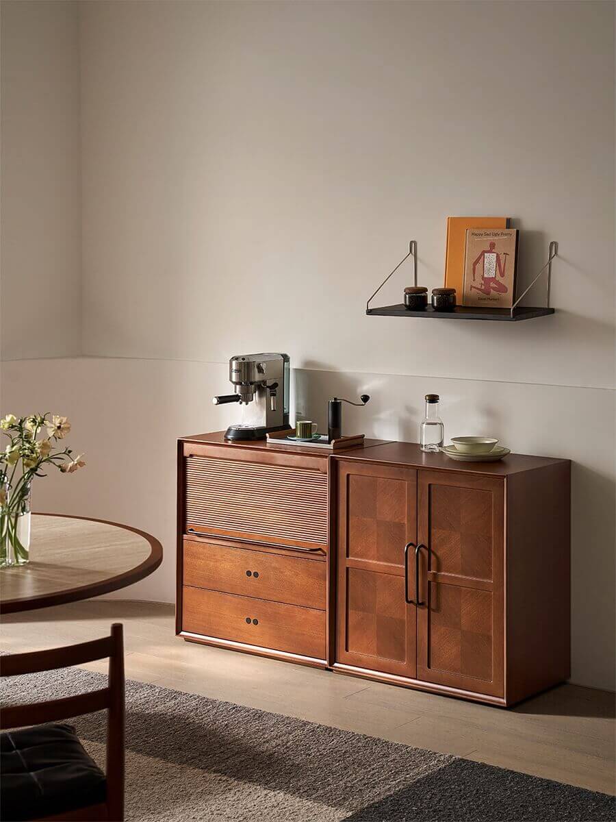 Gentle Designer Cabinet styled as a coffee station cabinet