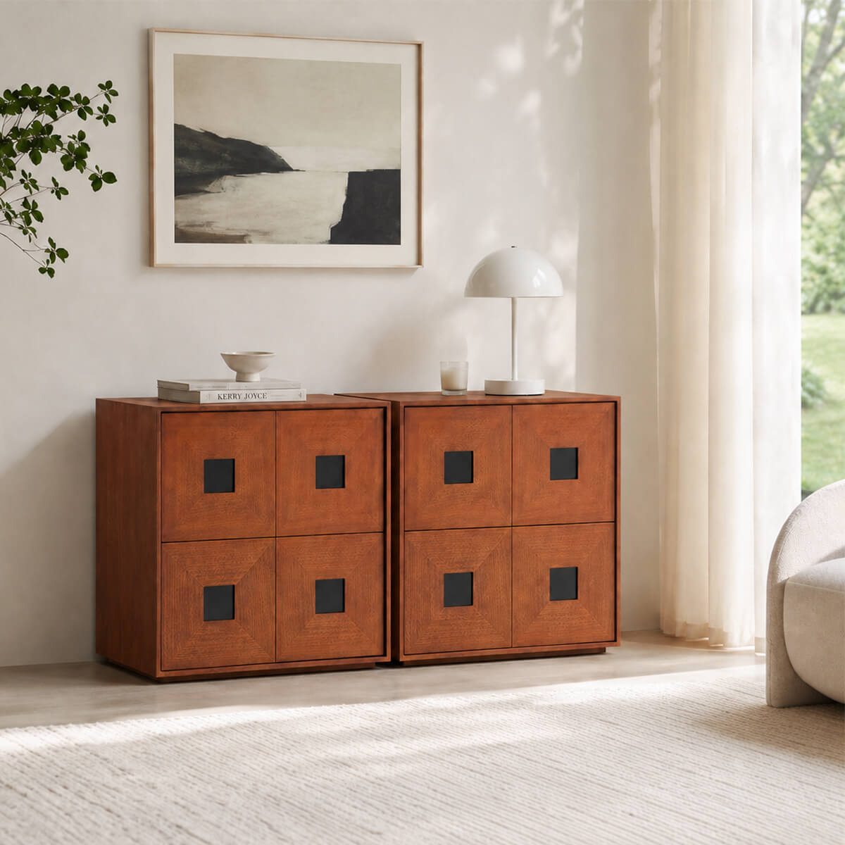 Gentle Modular Cabinet in a bright modern living room with two cabinets combined