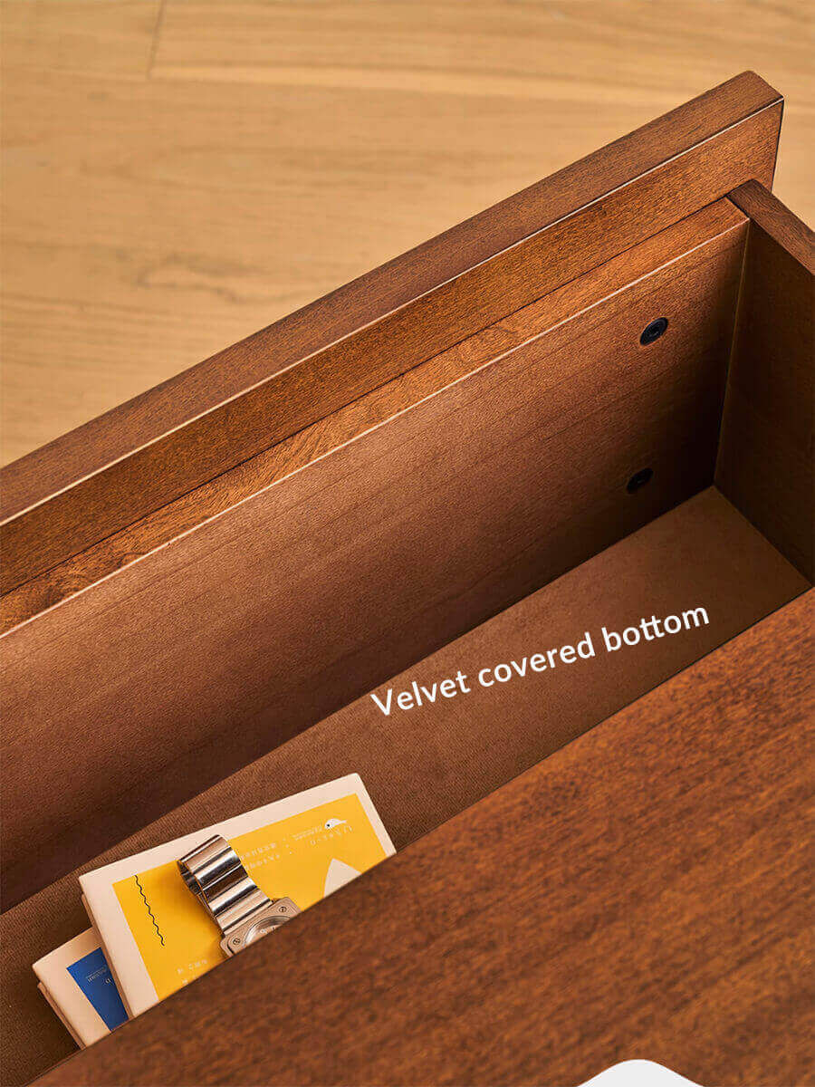 Velvet-lined drawer interior of the Gentle Modular Cabinet