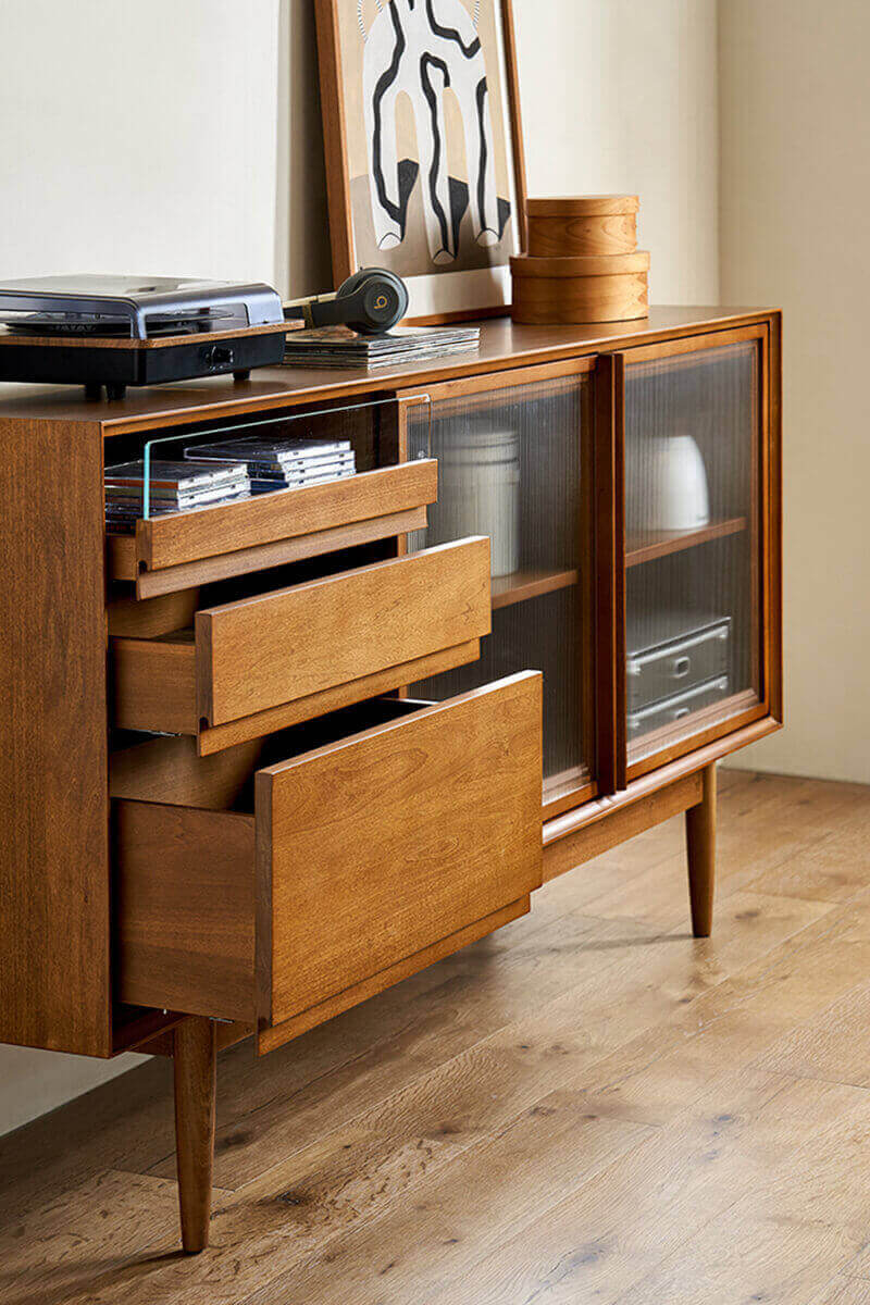 Gentle Sideboard with multi-depth drawers and storage compartments